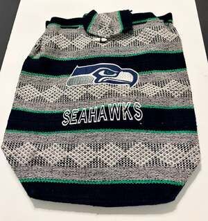 Seattle Seahawks Woven Backpack Boho Mexican Baja Style Drawstring Bag